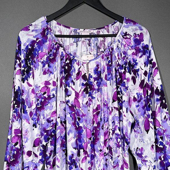NWT Allison Daley‎ Floral Print Tie Hem 3/4 Sleeve Keyhole Neck Top Size L - Picture 4 of 14